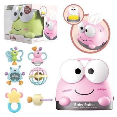 China Toy Cute Animal Storage Eco-Friendly Musical Baby Rattle Toys Set Baby Teether Set Rattle for sale