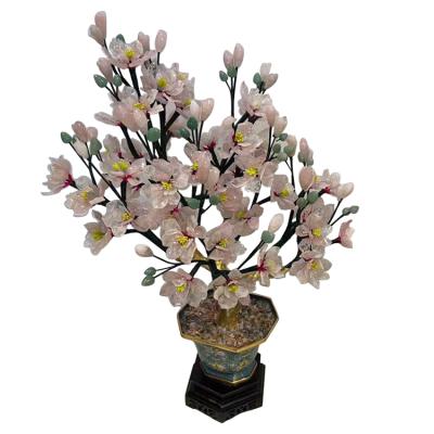 China Luxury Large Jade Flower Bonsai Plant Engraving Artificial Jade Magnolia Handwork From Africa for sale