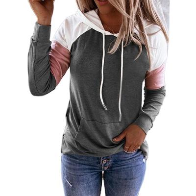 China Custom LOGO women's casual long-sleeved clothing color-blocking sweater waterproof wholesale hoodie for sale