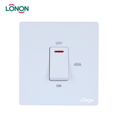 China White Color LONON PC+Metal Residential Electric Switches 45A / General Purpose for sale