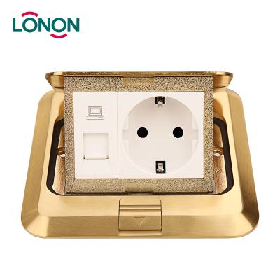 China EU Germany 16A 250V Jump-Out Floor Plate Metal Holding Plate Grounding Outlet for sale