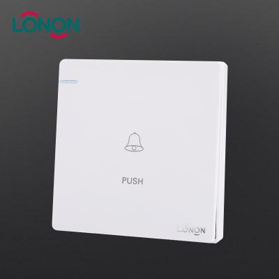 China Home Electric Switch 16A Use Door Bell Push Button 1 Strip Wall Switch Metal Hold-Up Plate New Model for sale