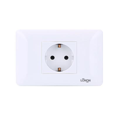 China Safety Lonon PC And Metal Material White European Standard Wall Socket 250V 16A for sale