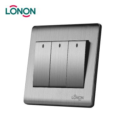 China Lonon Brand Metal Hardware 3 Strip 2 Way Smart Lamp Switch Metal Holding Plate for sale