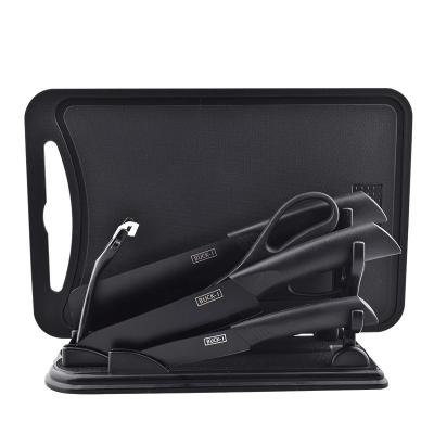 China Viable 7 Piece Kitchen Black Blade Knife Gift Set Kitchen Accessories Set Household Stainless Steel Chef's Knife for sale