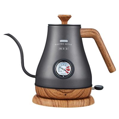 China WITH LID Long Mouth Electric Kettle Fine Mouth Electric Kettle Hand Brewing Coffee Boiling Pot Kettle Temperature Display for sale