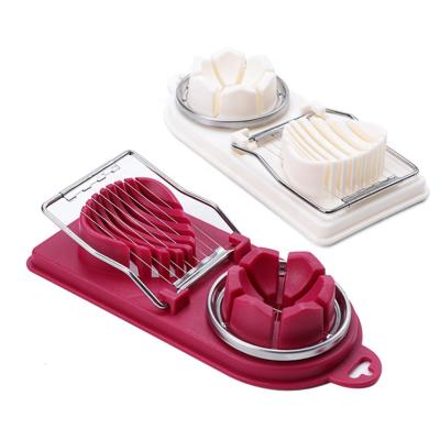 China SALING HOT Viable Home Kitchen 304 Stainless Steel Wires 2 in 1 Mushroom Slicer Cutter Egg Slicer with Handle for Boiled Eggs for sale