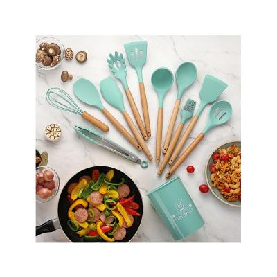 China Viable Wholesale Silicone Kitchen Utensil Set 12 Pcs Kitchen Bakery Cookware Set Cookware Sets for sale