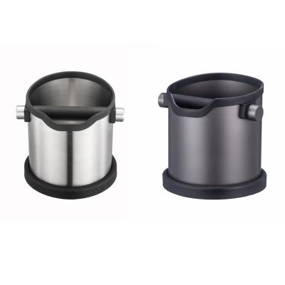 China Sustainable Round Stainless Steel and Silicone Coffee Kick Box Coffee Bucket Stainless Steel Kick Box for sale