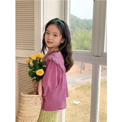 China New Summer Casual Girls Purple Shirt 2 Sets for sale