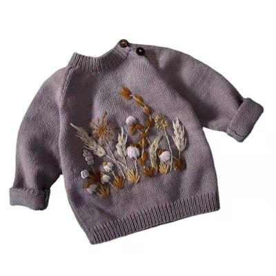 China Girl's hand-embroidered anti-shrink sweater for sale