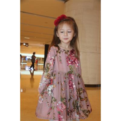 China Price Nylon Loose Flower Pattern Pink 10 Year Old Girls Dresses For Party for sale