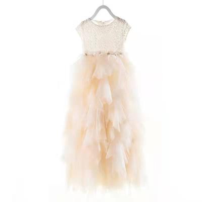 China Washable Girl's Champagne Floor Length Dress for sale