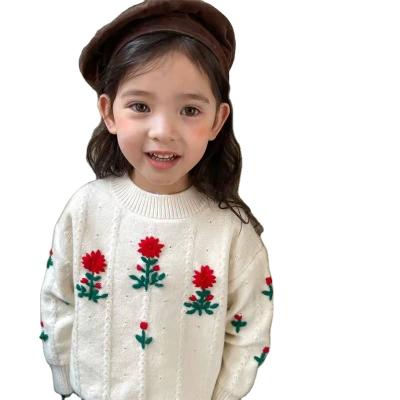 China Wool/Acrylic Girls Embroidered Sweater for sale