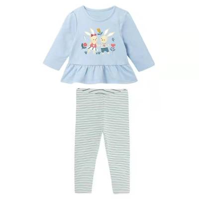 China 100% Cotton Girl's Blue Long Sleeve Knit Stripe Costume for sale