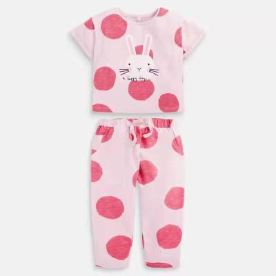 China 100% Cotton Girl Rose Dot Cotton Shorts Sleeve Suit for sale