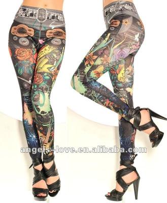 China Breathable High Waist Tattoo Cotton Seamless Stretch Tights And Legging For Women for sale