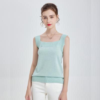 China Anti-pilling Tank Tops High Quality Cotton With Lurex Knitwear Comfortable Summer Customized Sweaters Pullover Knitted Vest for sale