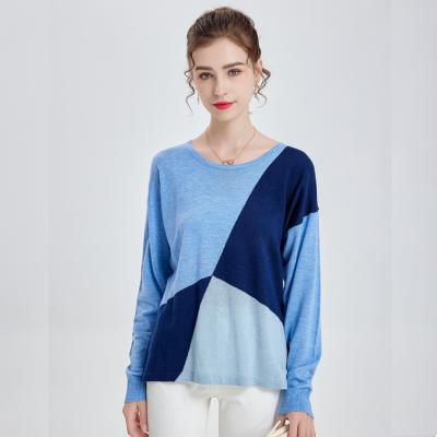 China Luxury Designer Apparel Designer Jacquard Sweater Color Block Pullover Lightweight Anti-pilling And Tops Customized for sale