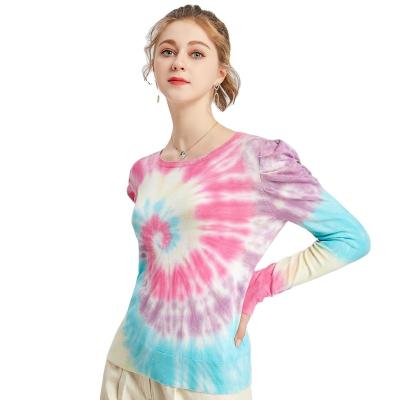 China Anti-wrinkle factory outlet sleeves long tie dye fashion fitness crop hoodies women pullover for sale