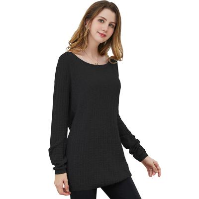 China Anti-Wrinkle Long Sleeves Round Neck Knitwear Crop Hoodies Women Solid Top Pullover for sale