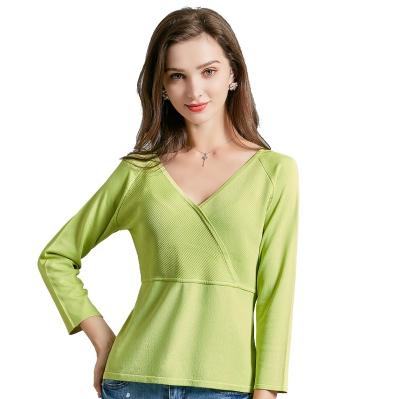 China High End Anti-Wrinkle V-Neck Women's Sweaters Wrap Modest Knitted Sweaters Summer Plus Size Sweaters for sale