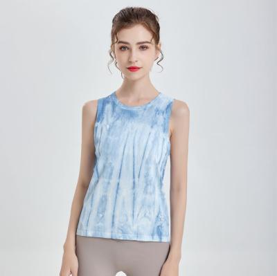 China Newest Breathable High Quality Tie Dye Edge Causal Yoga Tank Top Women hi-low invest y2k custom knitted top for sale