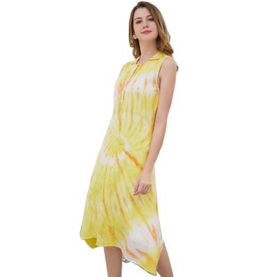 China hot sale custom made y2k color tie dye y2k fashion oem summer polo neck spring Anti-wrinkle women knit dress for sale