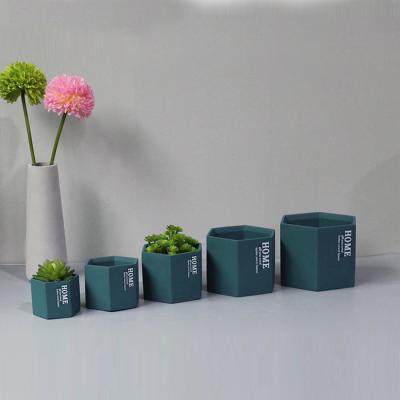 China Iutdoor New Modern Hexagon Shaped Concrete Garden Planter Flower Pot Set Wholesale for sale