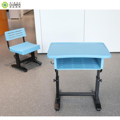 China Hot Sale Wearability Strong Selling School Furniture Single Seat Student Study Desk And Plastic Adjustable Chair Set for sale