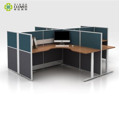 China Assemble Wire Hidden Office Workstation 4 Person Office Workstation Desk Compartment for sale