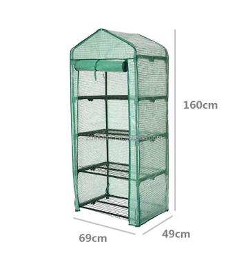 China Stable Structure Easily Assembled 4 Tier Sturdy Metal Portable Shelves Green House Indoor Outdoor Gardening Mini Greenhouse For Plants Seedlings Herbs Flowers for sale