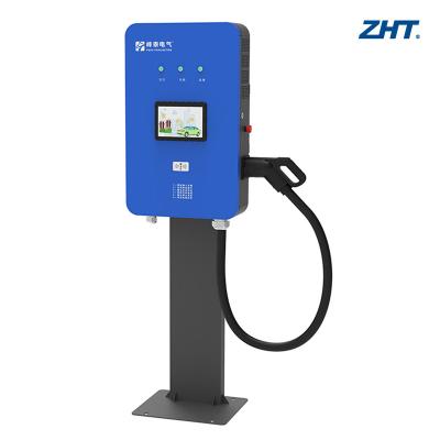 China Full Tempered Glass Iron Case Panel ZHT 20KW DC Charging Station Smart Wall Box Gun 4G WIFI Single LCD Screen IP54 Waterproof EV Charger for sale