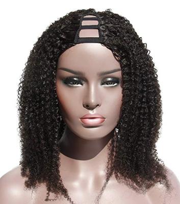 China Natural curly blonde curly kinky curl u part wig for black women, hair wig u part hair wig, white hair u part wig women lace up wigs for sale