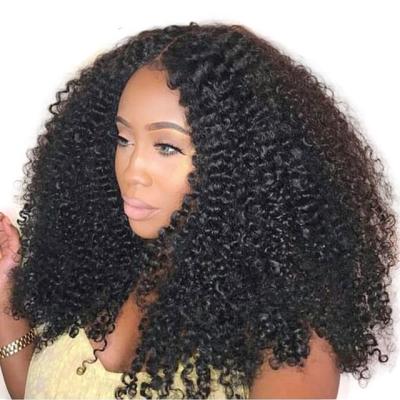 China Curly like u part wig 150% density picture Afro glueless curly mongolian kinky curly hair small half wig for sale