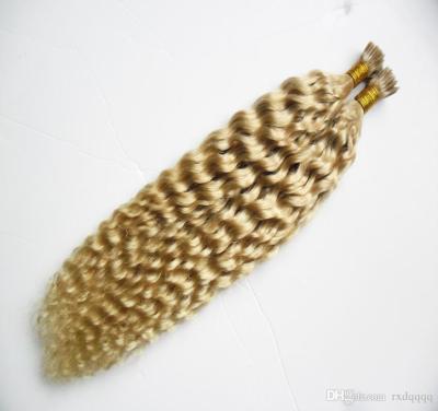 China Curly Hair Extensions 100 Keratin Tip Hair Extension Curly Curly I Tip Hair Extension Blonde 613 I Tip for sale