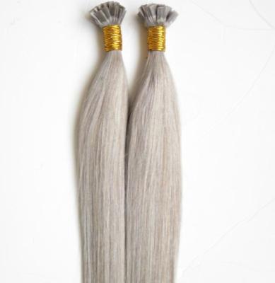 China Silver Gray Remy Cuticle Intact Keratin Flat Tip Hair Extension Double Drawn U V Y I Curly Curly Hair for sale