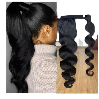 China Body Wave Wrap Around Wave Brazilian Pony Tail Remy Hair Ponytail Hair Body Clip In Ponytail Extensions For Women for sale