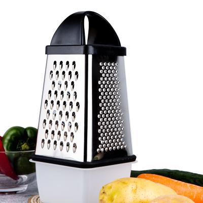 China Sustainable Stainless Steel Cheese Chocolate 4 Sides Box Grater With Detachable Storage Container for sale