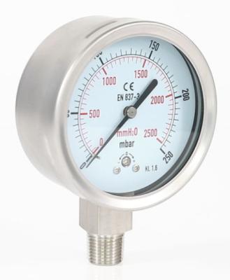 China 63mm 100mm Low Pressure Air Pressure Gauge Bottom Connection 0-30 Psi for sale