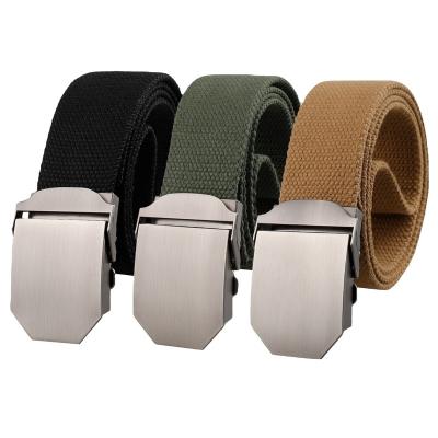 China Tactical Men's Canvas Polyester Cotton Belt Fan Machining Outdoor Training Nylon Belt Smooth Fanny Belt Alloy Buckle for sale