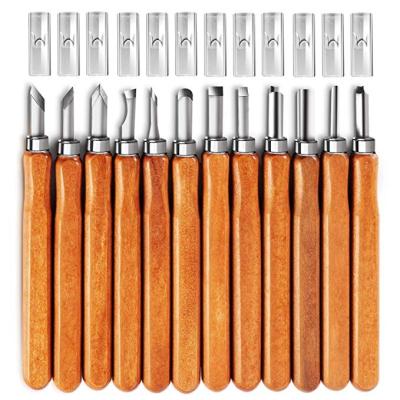 China 12 Set SK5 Carbon Steel Wood Carving Tools Wood Carving Tools Knife Kit - Kids Beginners With Reusable Pouch for sale