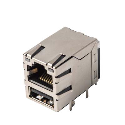 China PCB China Factory RJ45 USB Dual Port Connector With USB Connector for sale