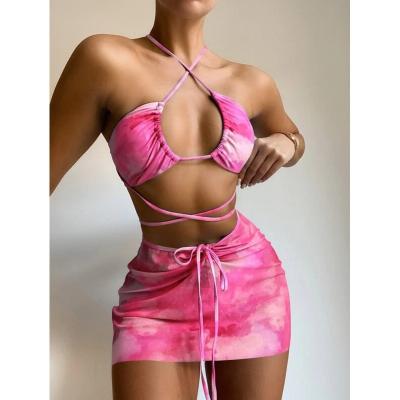 China Breathable 2022 New Yolo Beach Split Marble Print Three Piece Bikini Swimwear for sale