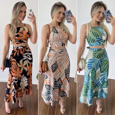 China 2022 Summer New Yolo QUICK DRY New Link Vest Casual Print Two Piece Set High Waist Short Skirt for sale