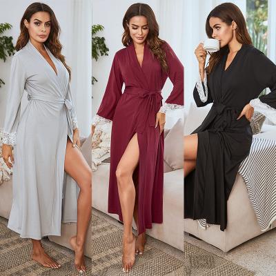 China Amazon Hot Selling Yolo Thermal Yolo Knitted Women's Lace Tie Homewear Pajamas for sale