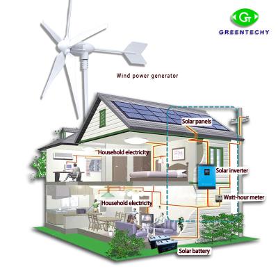 China commercial wind solar power generator off grid, wind power generator and solar hybrid system, 5kw off grid wind solar for sale