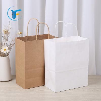 China Customized High Quality White Kraft Paper Shopping Package Bag for sale