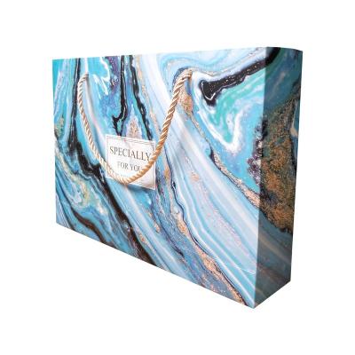 China Customized Colorful Marble Pattern Gift Bag With Tissue Paper For Shopping for sale