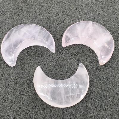 China Europe Wholesale 3cm Natural Moons Shaped Healing Carving Crystal Rose Quartz Moon Crystals Gifts for sale